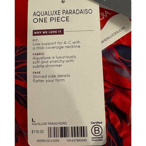 NWT ATHLETA Swimsuit Sz L One Piece Red Leaf Print Floral Paradaiso Ocean Pool - Picture 12 of 14